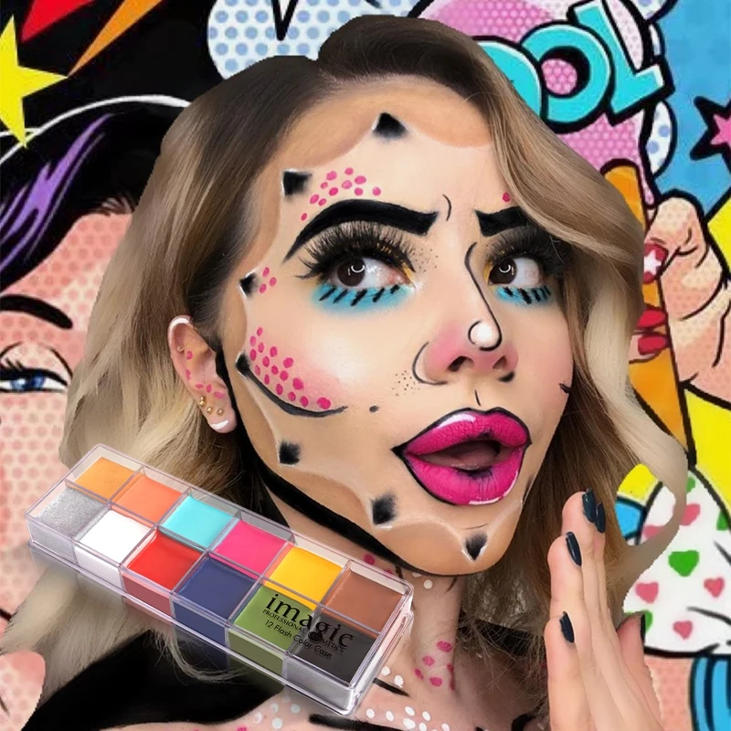IMAGIC Halloween Face Body Paint Oil Painting For Kids Art Make Up Set Tools Party Fancy Dress Safe Non-Toxic