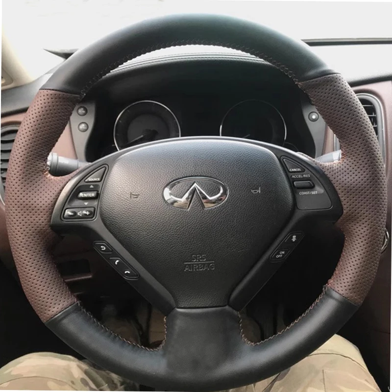 

Hand-Stitched brown black Genuine Leather Steering Wheel Cover for Infiniti G37 EX EX35 EX37 Q40 Q60 QX50 2008-2018 Auto Parts