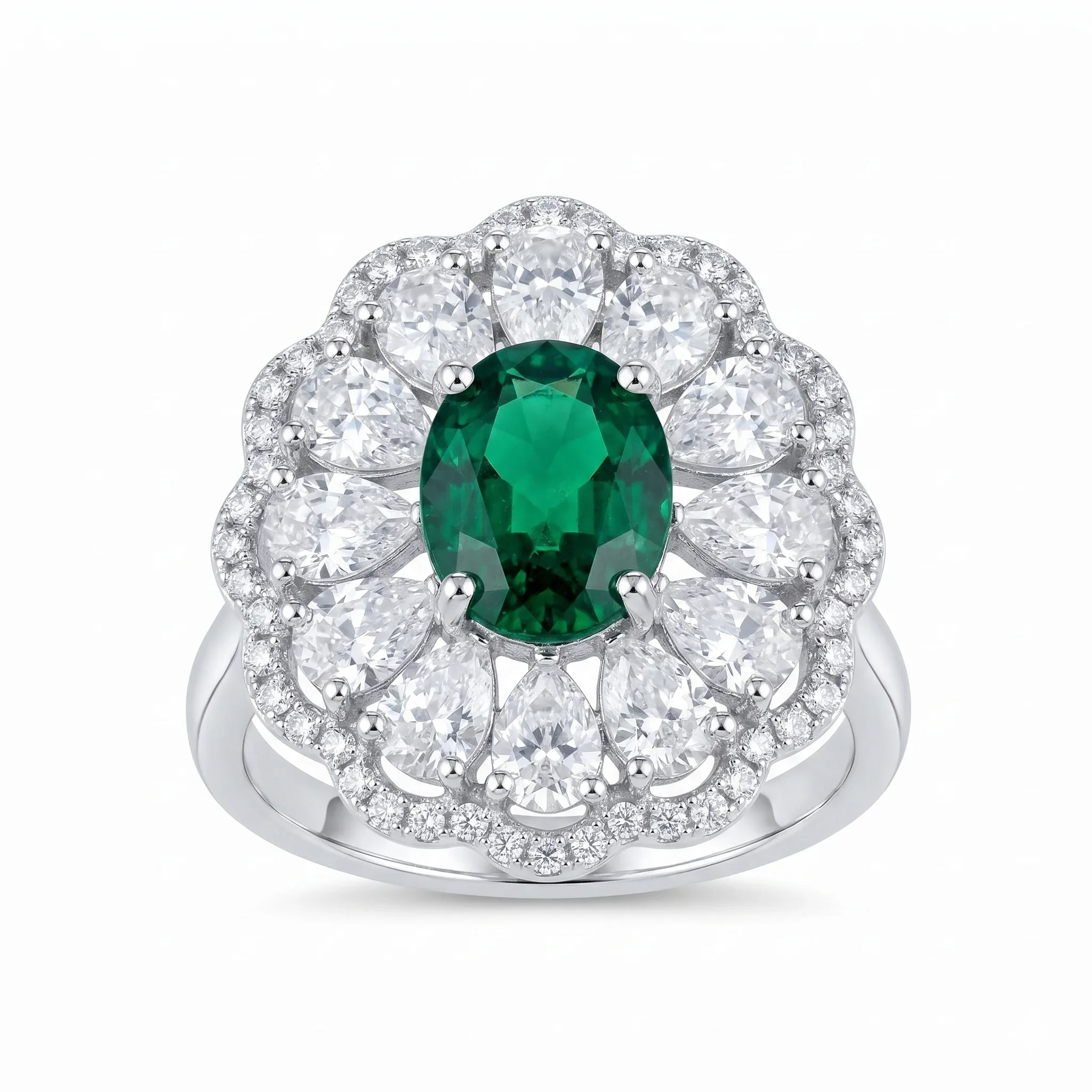 

1.01 CTtw Oval Cut Lab Grown Emerald Ring Authentic 925 Sterling Silver Elegant Engagement Wedding Band Exquisite Fine Jewelry