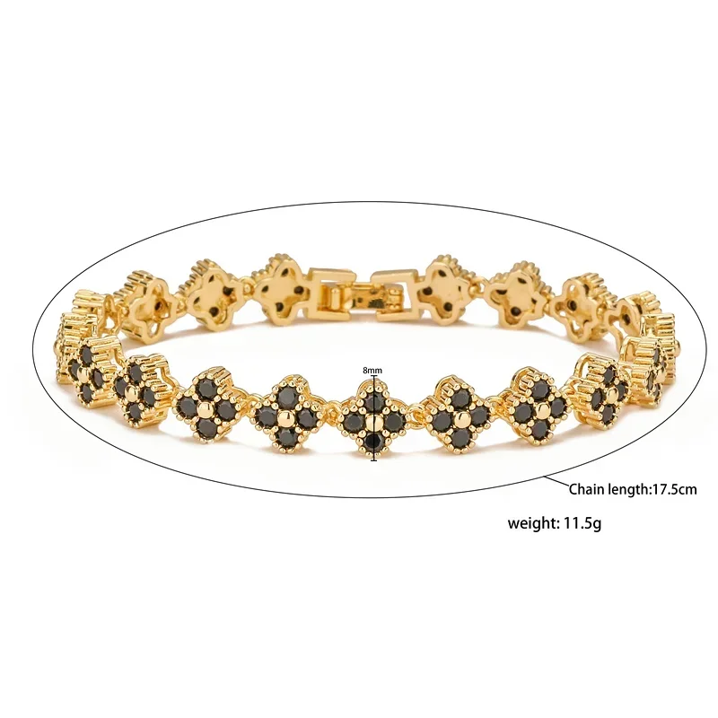 High Quality 18K Gold Plated Brass Flower CZ Necklace&Bracelet For Women Sparkling Cubic Zirconia Luxury Stackable Jewelry Gift