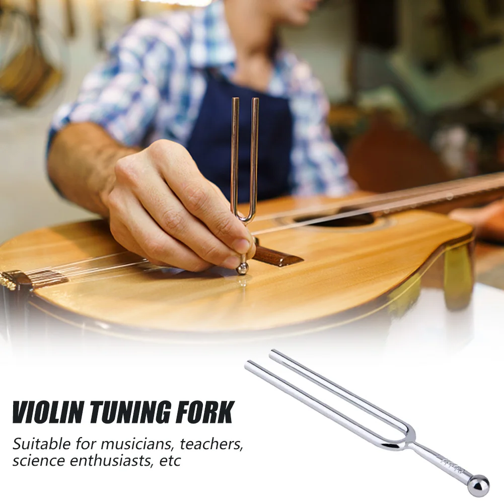 440Hz A Tone Tuning Fork Violin Tuner Hammer Stainless Steel Musical Tuning Fork Lightweight Portable Tuner with Storage Box