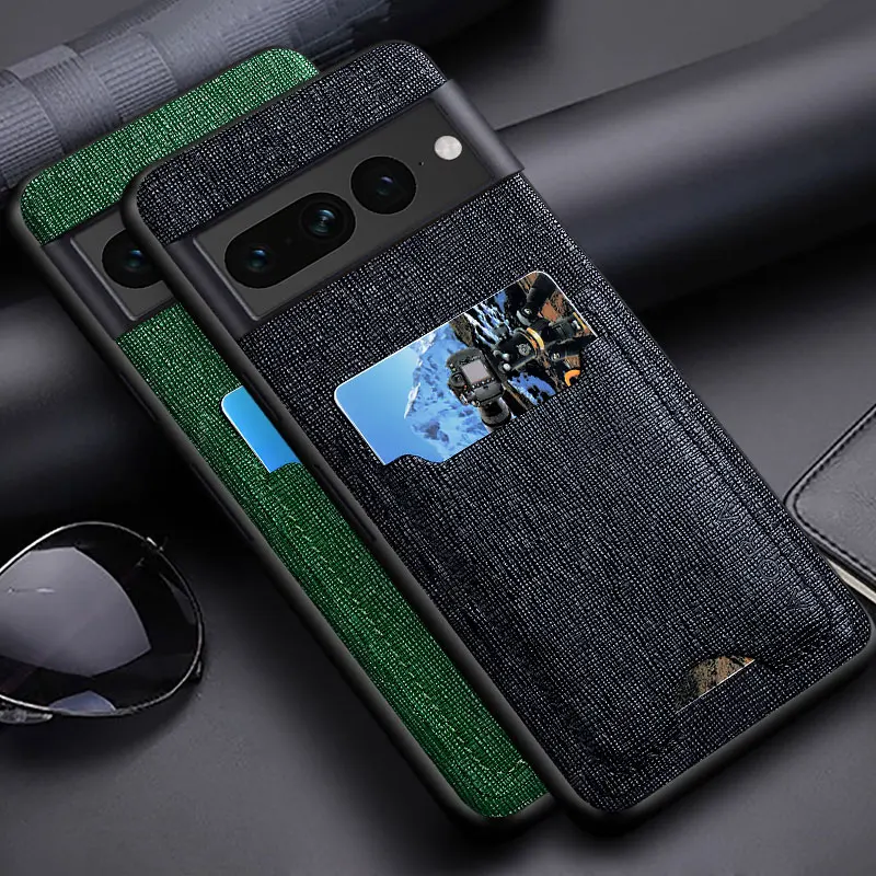 Funda con ranura para tarjetas para Google Pixel 7 6 Pro 7A 6A funda de cuero PU funda trasera de lujo para Google Pixel 7 Pro funda coque