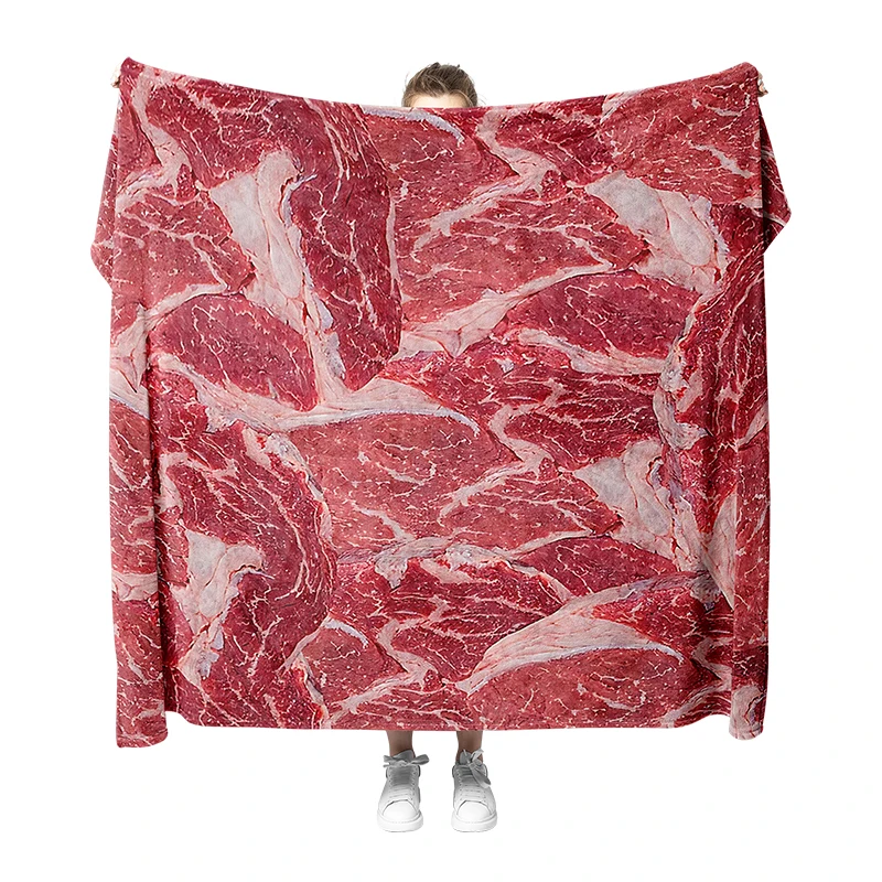 Aertemisi Beef Steak Funny Meat Pet Blanket for Small Medium Large Dog Cat Puppy Kitten Couch Sofa Bed Decor