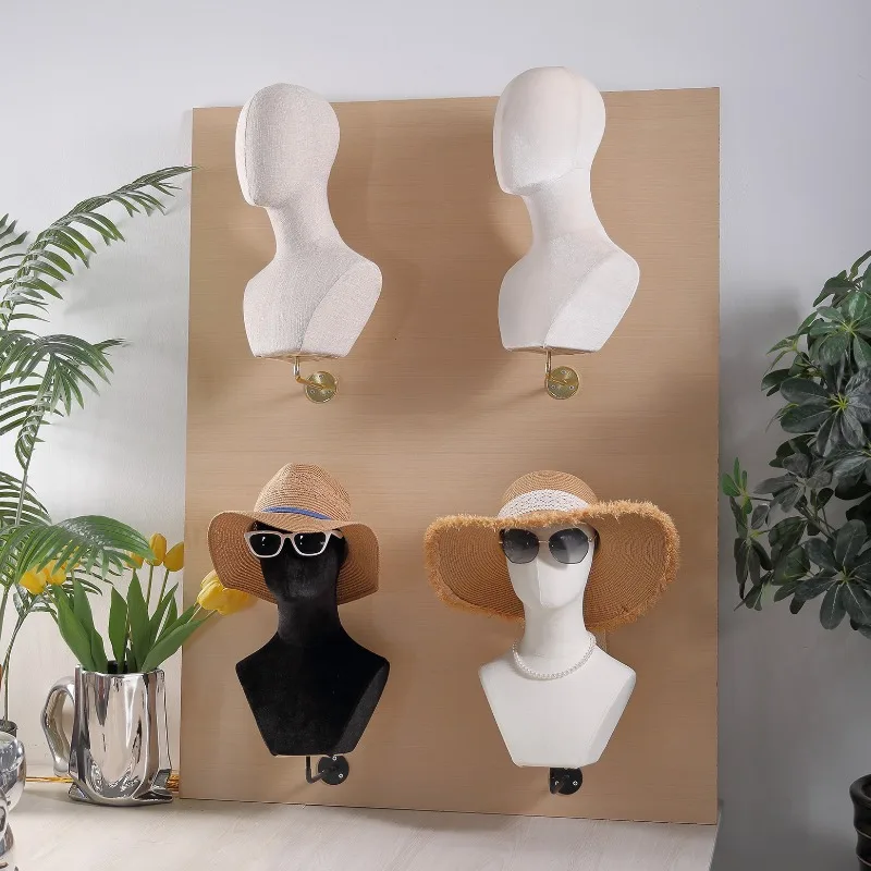 Mannequin Head Model Wall Mount Hat Wig Hat Glasses Display Stand Wall Hanging Head Form for Shop Retail Home Decoration