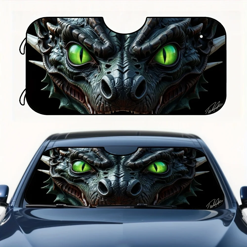 1pc Halloween Car Front Window Sunshade With Creative Dark Fantasy Snake Art Eyes Print - Foldable & Easy To Use, Durable Polyes