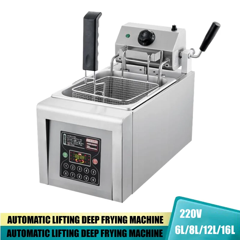 220v Automatic Lifting Fryer Commercial Electric Fryer Large Capacity Electric Fryer Deep-Fried With 10 Preset Times