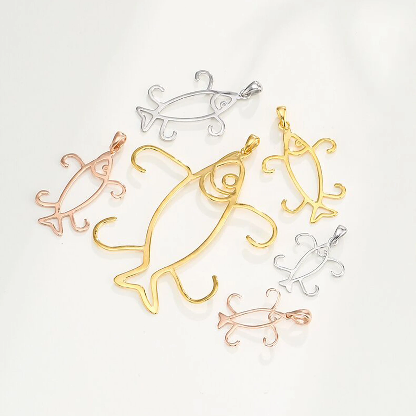 2Pcs/lot Copper Fish Shape Blank Base Pendant Frame Bracket Cabochon Setting DIY Jewelry Making Craft Accessories