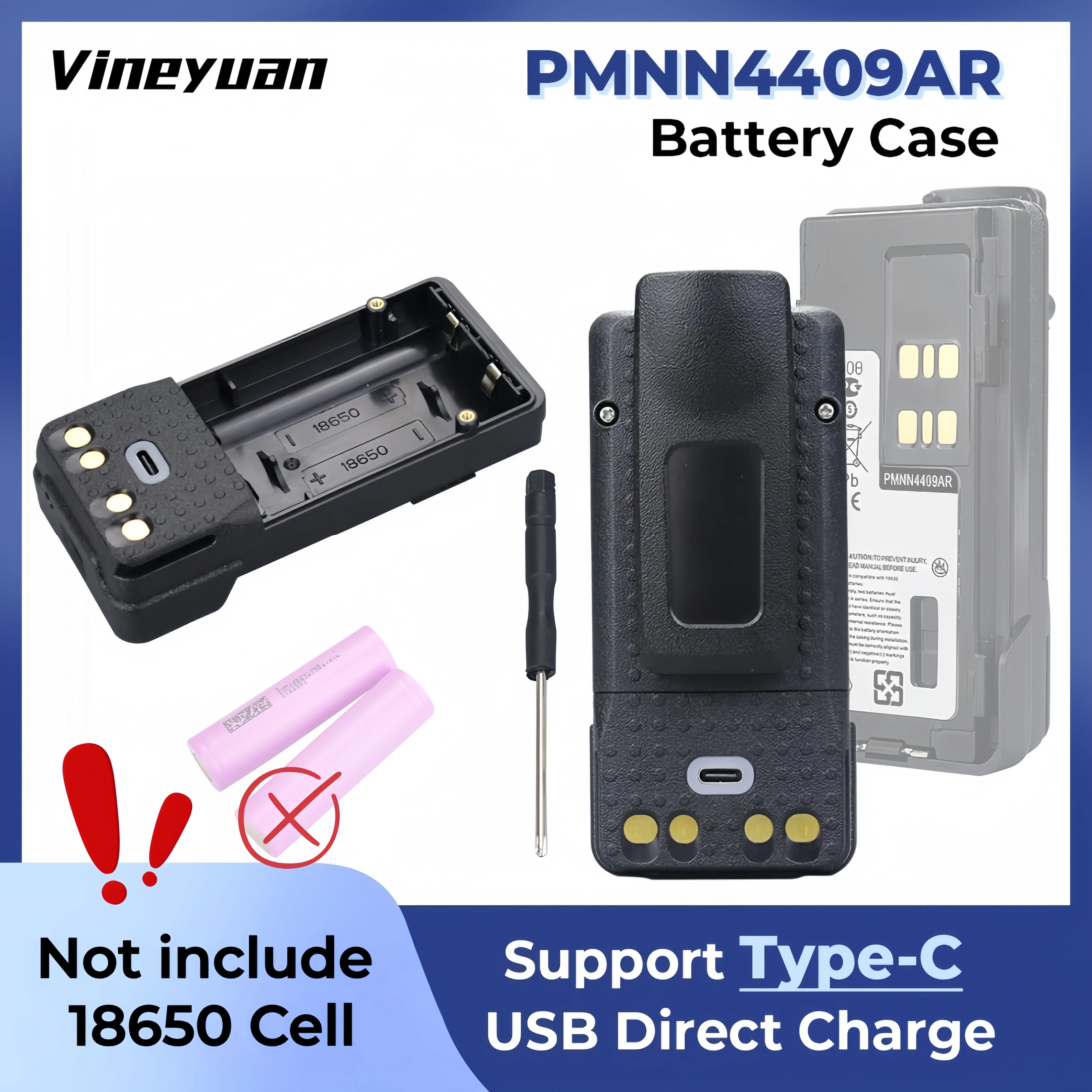 pmnn4409ar-バッテリーケース-usb-c-充電機能付き-motorola-apx3000-xir-p8668-xpr3500-xpr7550e-gp338d-ラジオ用-18650-セルは含まれません
