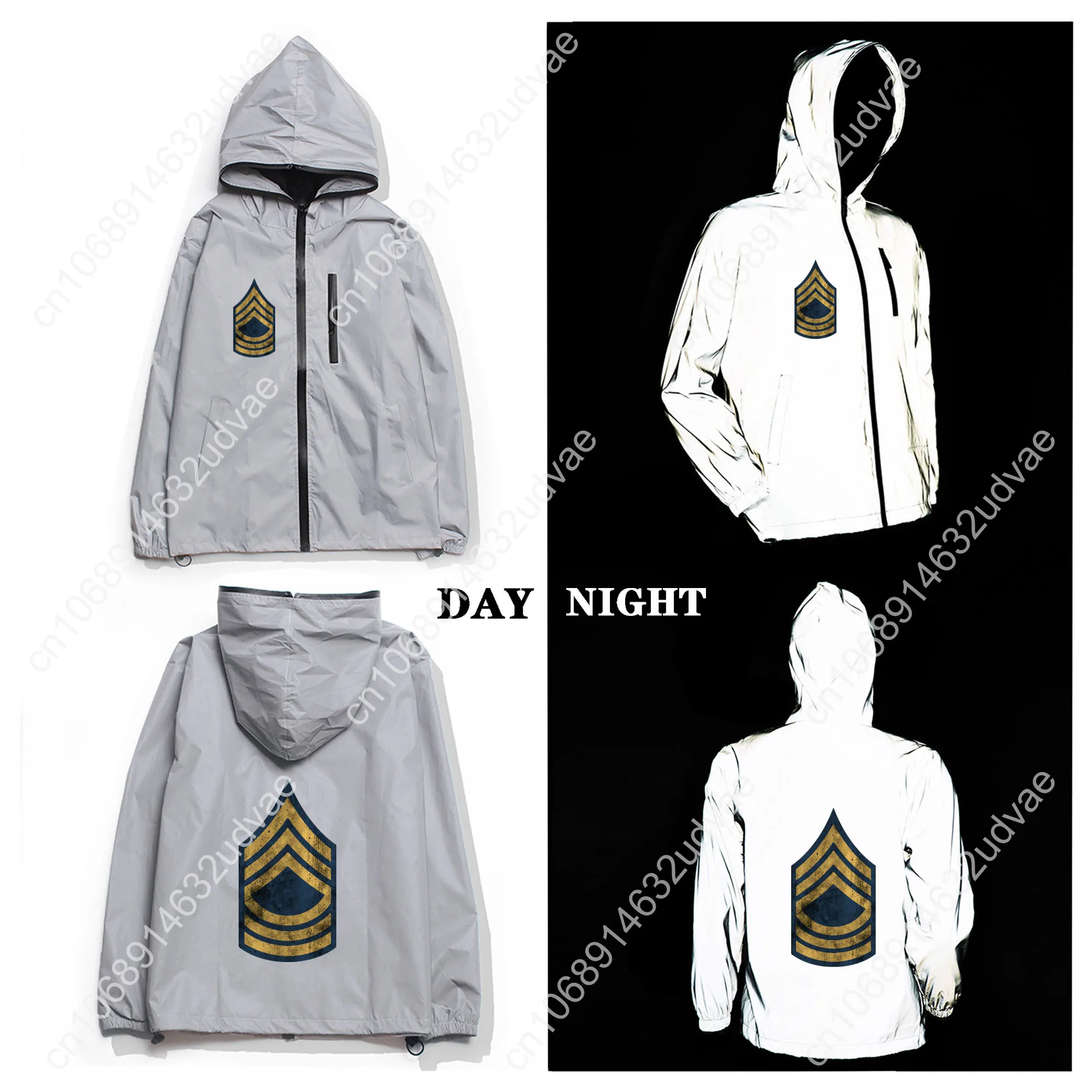 US Army Rank Master Sergeant E8 MSG Giacca riflettente Cappotto da donna da uomo Giacca a vento con cappuccio Giacche da corsa Felpa con cappuccio personalizzata