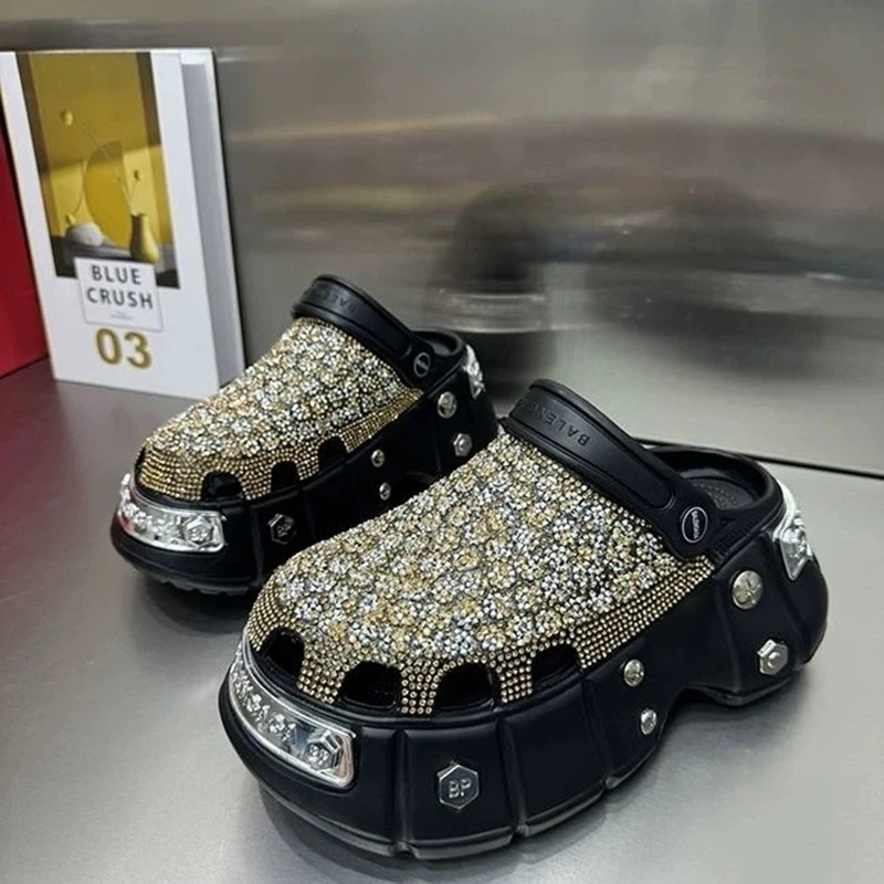 Top Quality Sandalias Women Slippers 2024 Bling Rhinestone Women Sandals Platform Fashion Shiny Women's Casual Shoes Crystal