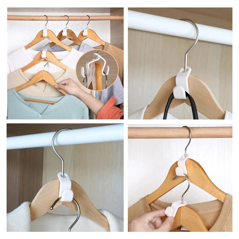 20PCS Wardrobe Hanger Hooks Organizer Connect Multifunction Cascading Plastic Bedroom Wardrobe Storage Space Saving Coat Hook