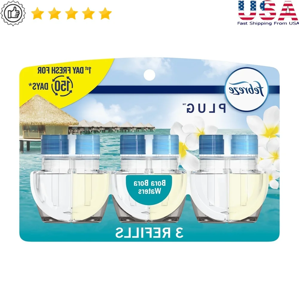 Plug-In-Lufterfrischer-Nachfüllung, Bora Bora Waters, Geruchsbeseitiger, Fade Defy-Technologie, 3 Öl-Nachfüllungen, langanhaltende Frische