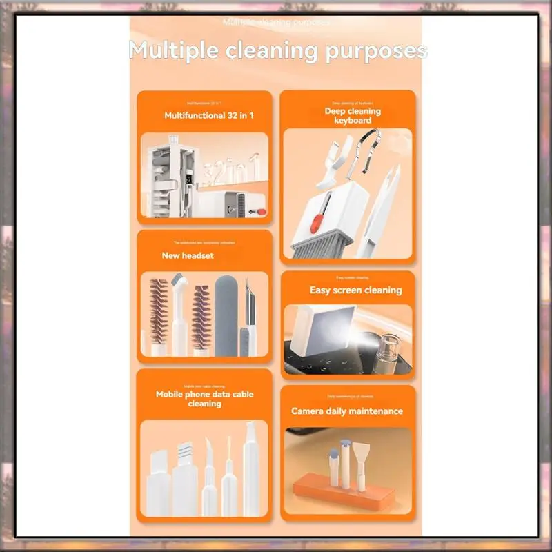 BAAZ HOT 32 In 1 Digital Cleaning Tool Se Multifunctional Phone Camera Headphones Keyboard Cleaning Brush Dust Removal Kit