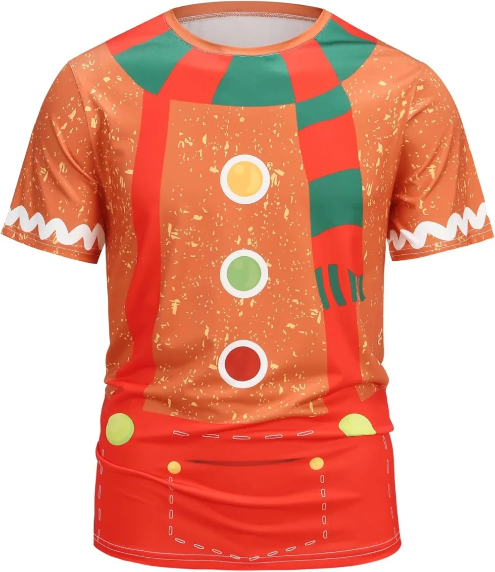 3D Print Funny Chrismas Graphic T-Shirt Men's Women's Santa Clause Pattern Short Sleeve Tees Fashion Creative Festival Party Top