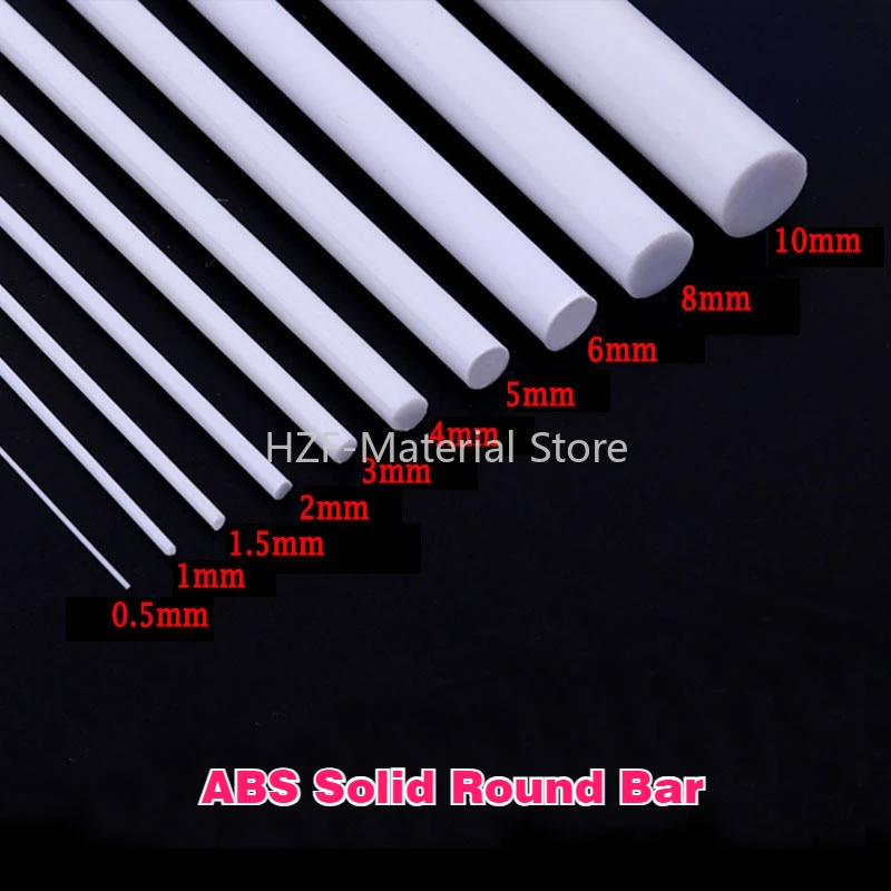 

10/20Pcs Length 500mm ABS Solid Round Bar Rod Diameter 1/1.5/2/3/4/5/6/8/10mm DIY Manual Building Sand Table Model Material