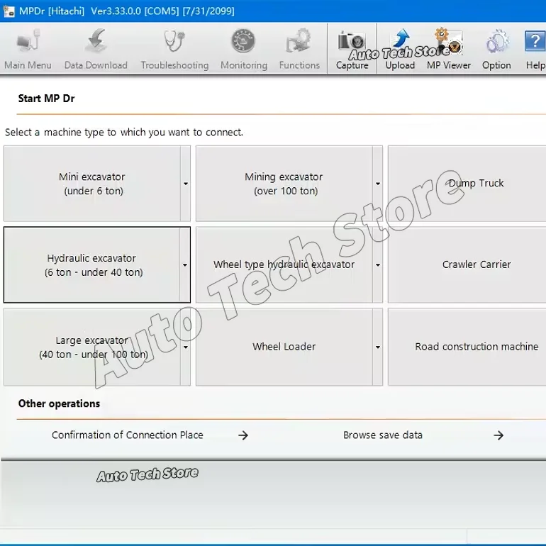 2023.09 For High-Speed Hitachi Tier4 MPDR Diagnostic Software V3.33 for Hitachi Excavator Models ZX-3G, ZX-1, and ZX-3