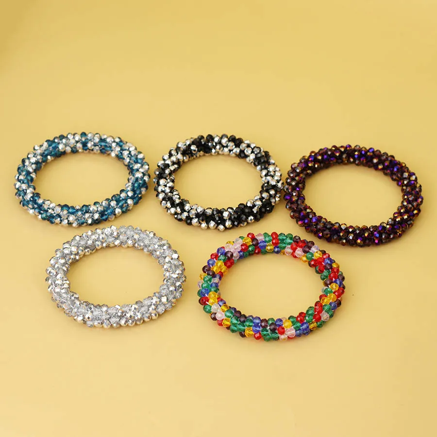 Kristall Glas Perlen Armband Frauen Handgemachte Perlen Brazlets Ethnischen Stil Luxus Schmuck Elastische Armband Mädchen Haarband Accessori