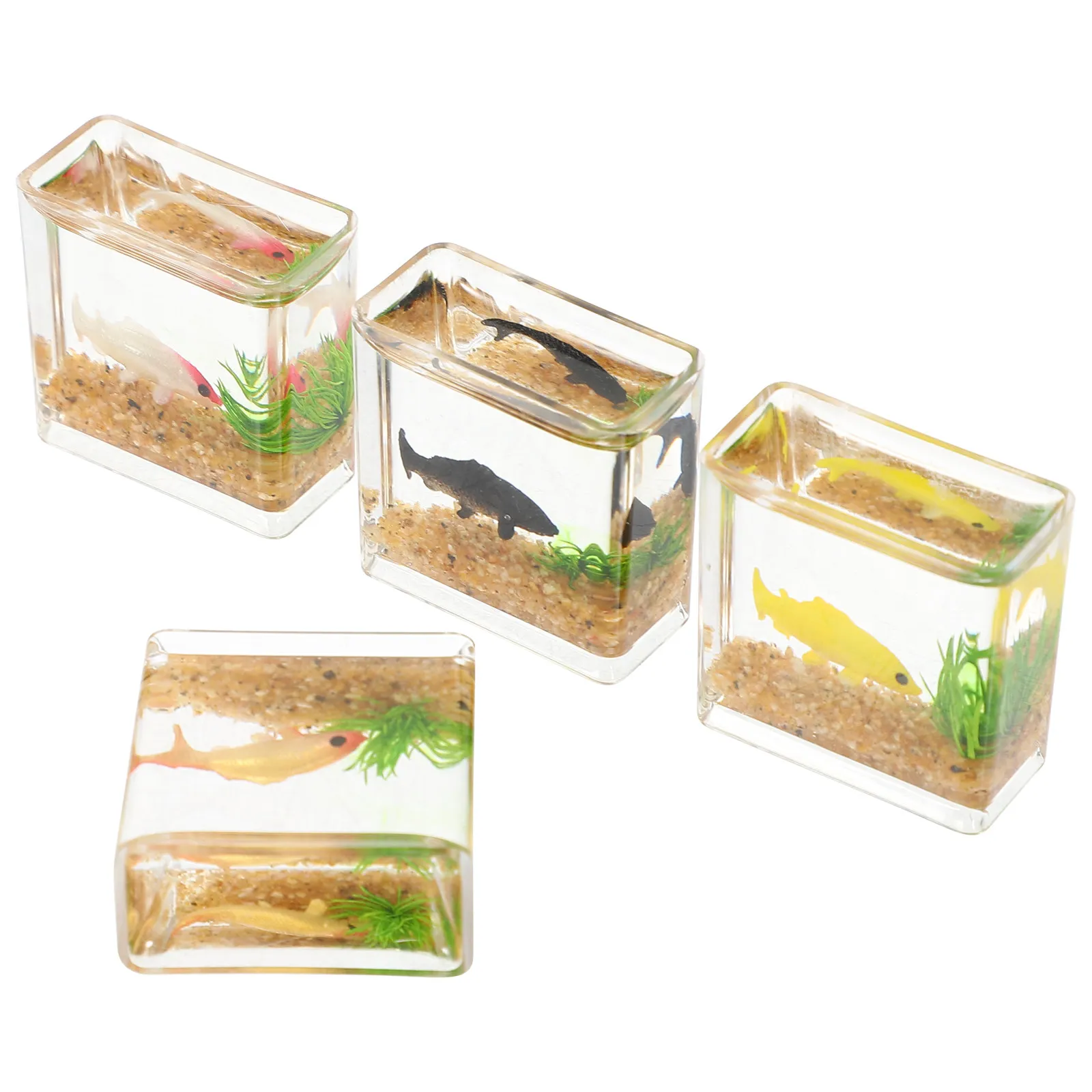 

4Pcs Miniature Fish Tank Decorations Realistic Tiny Fish Bowls for Mini House Desk Window Shelf Ornament Home Office