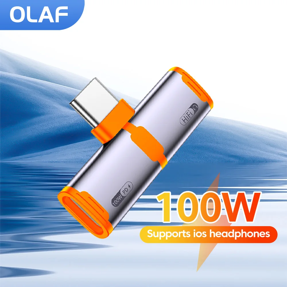 

PD100W Type C To Type C Audio Adapter 2 in 1 USB C To Lightning Headphone Phone Charge For iPhone 15 16 17 Samsung Tablet Laptop