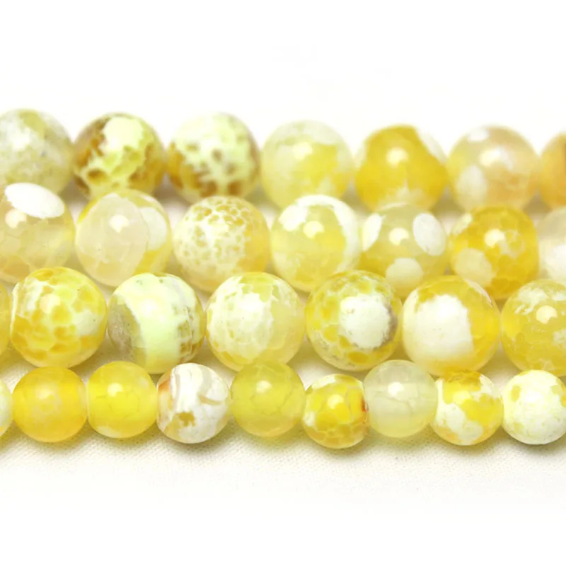 Yellow fire agate loose beads DIY string beads jewelry accessories round beads work in progress handmade necklace bracelet brace