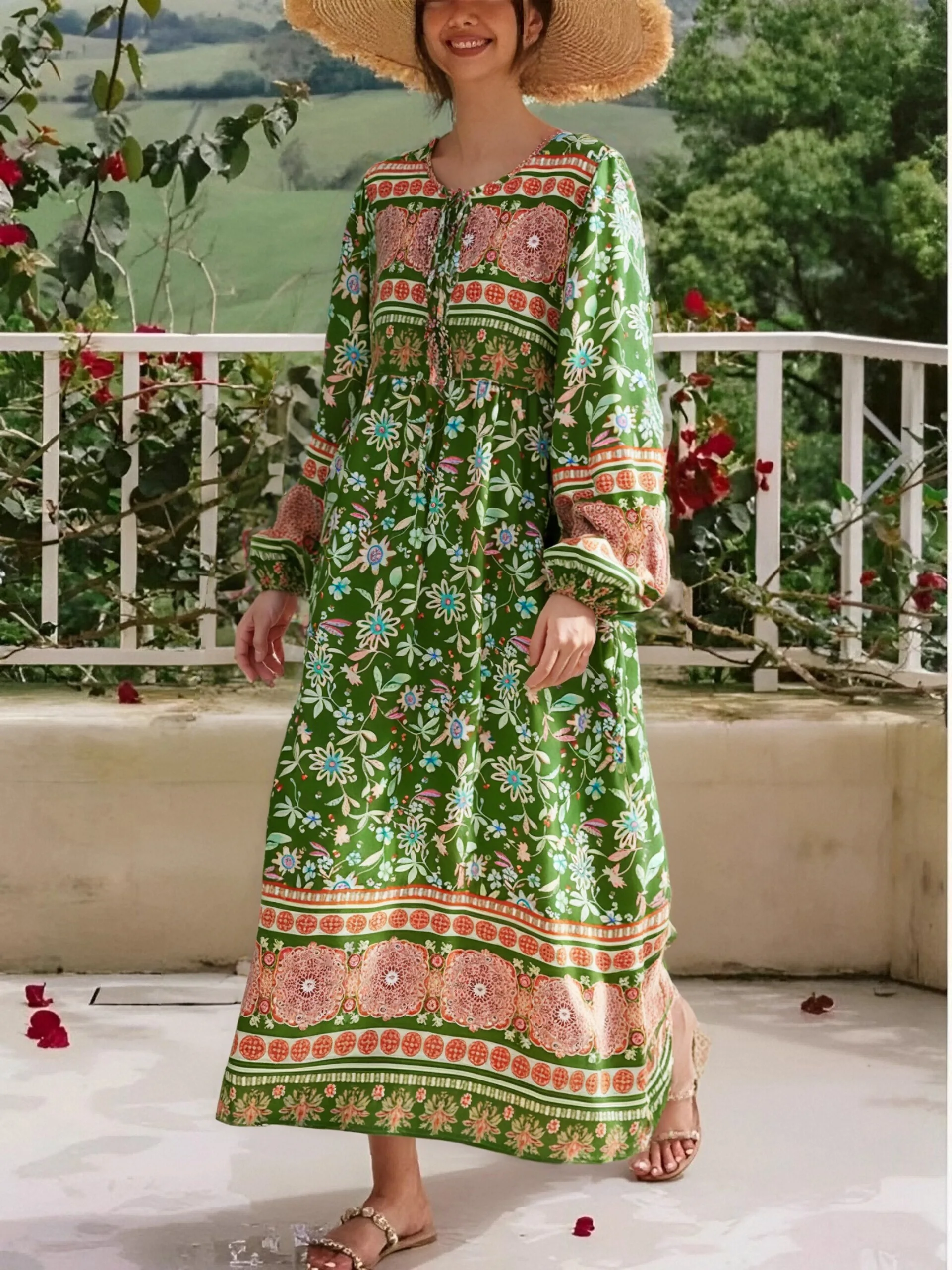 bohemian ladies dresses Tall Boho Floral Print Maxi Dress