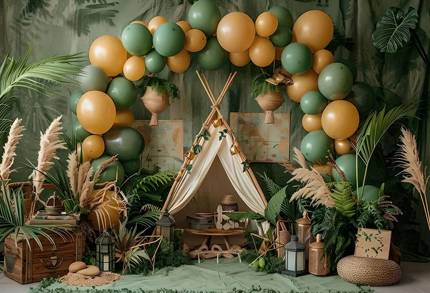 Mehofond الغابة سفاري بالون خلفية الوليد بيبي بوي حفلة عيد ميلاد التصوير خلفية الحيوان الأسد ديكور استوديو الصور