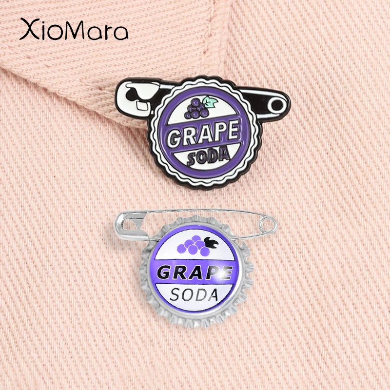 

Grape Soda Bottle Cap Enamel Pin Anime Periphery Cartoon Movies Drink Brooches Lapel Badge Fashion Jewelry Gifts for Friends