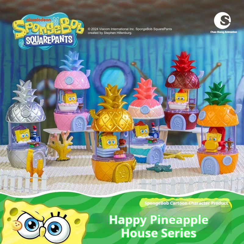 Spongebob Squarepants Pineapple House Blind Box Assembled Building Blocks Desktop Decoration Collectible Figure Toy