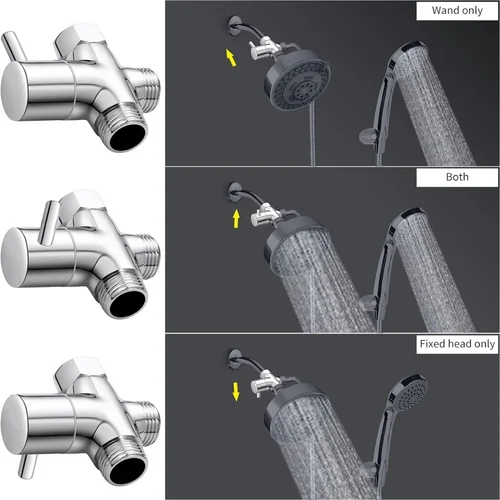 Imagen 2 del producto Válvula desviadora de cabezal de ducha de 3 vías de cobre G1/2, adaptador de interruptor de tres funciones, conector, segregador de grifo, accesorios de baño