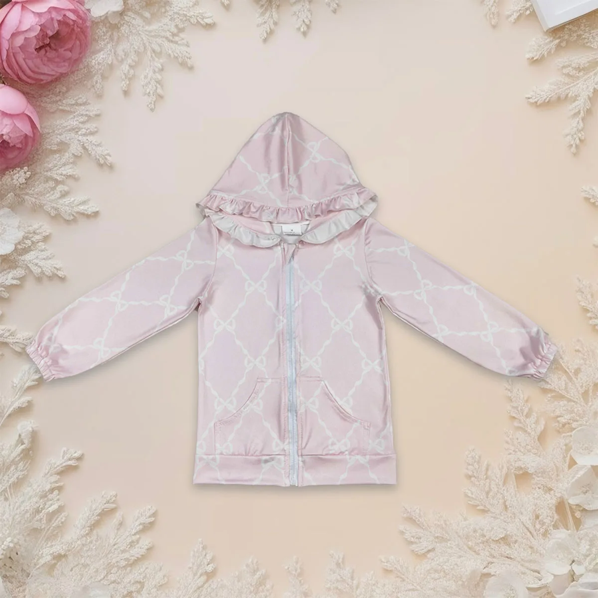 

Hot Sale Baby Girl Long Sleeve Hoodies Top Clothes Pink Bows Toddler Kids Jacket Zipper Pocket Pullover Sweatshirt Clothing
