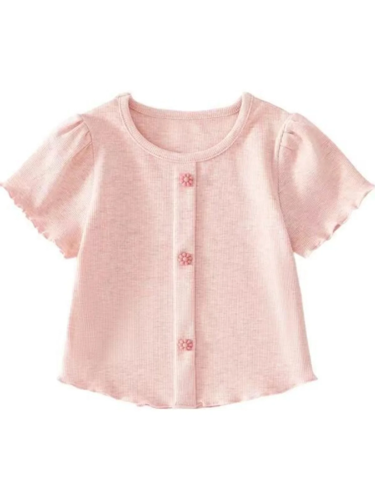 Thin ort Sve Base irt for Little Girls Baby Summer Faionable Versatile Top Children's Wear Soft Silk Material