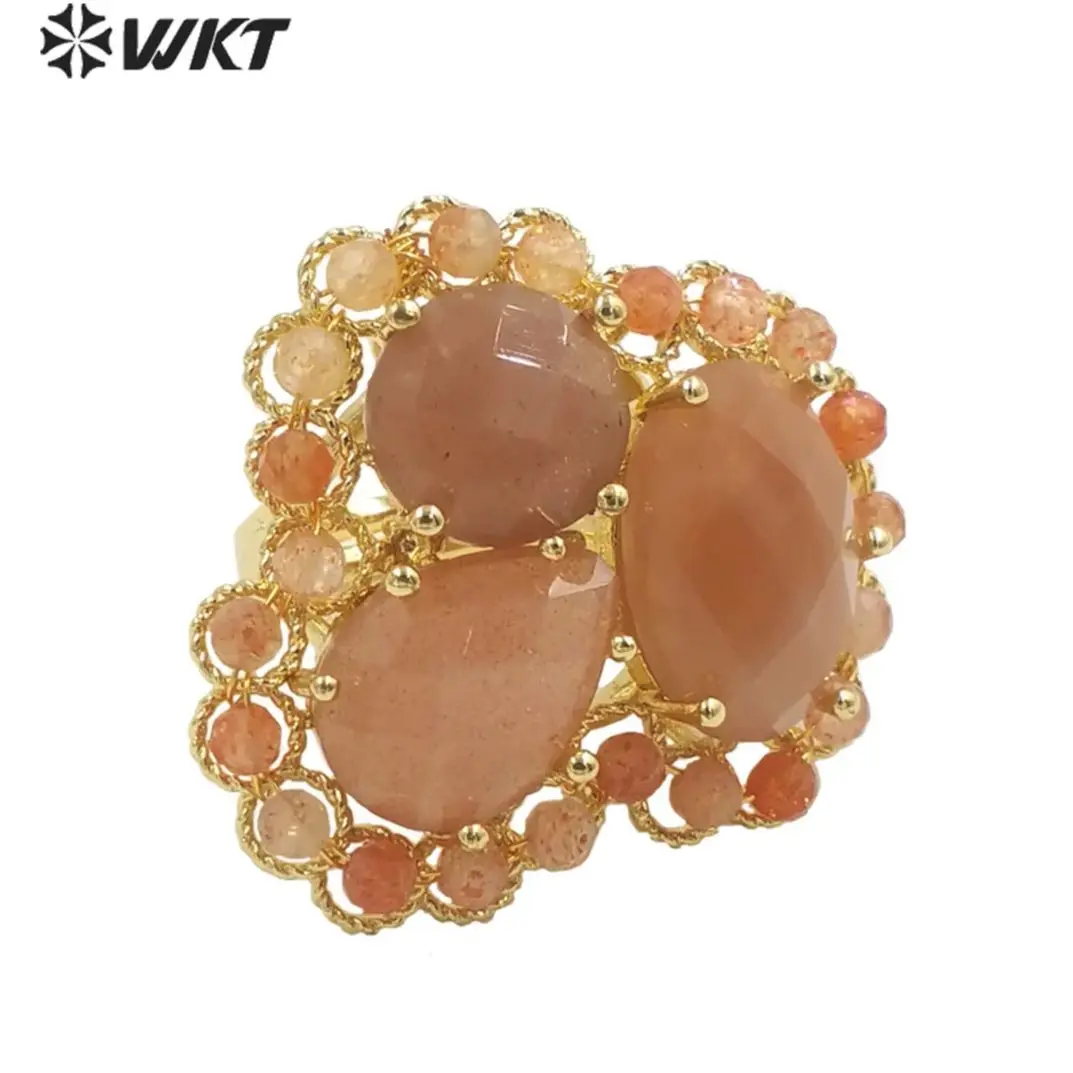 WT-R452  WKT 2023 Design style natural gemstone special shapes for girl party ring women hip-hop party accessory jewelry ring