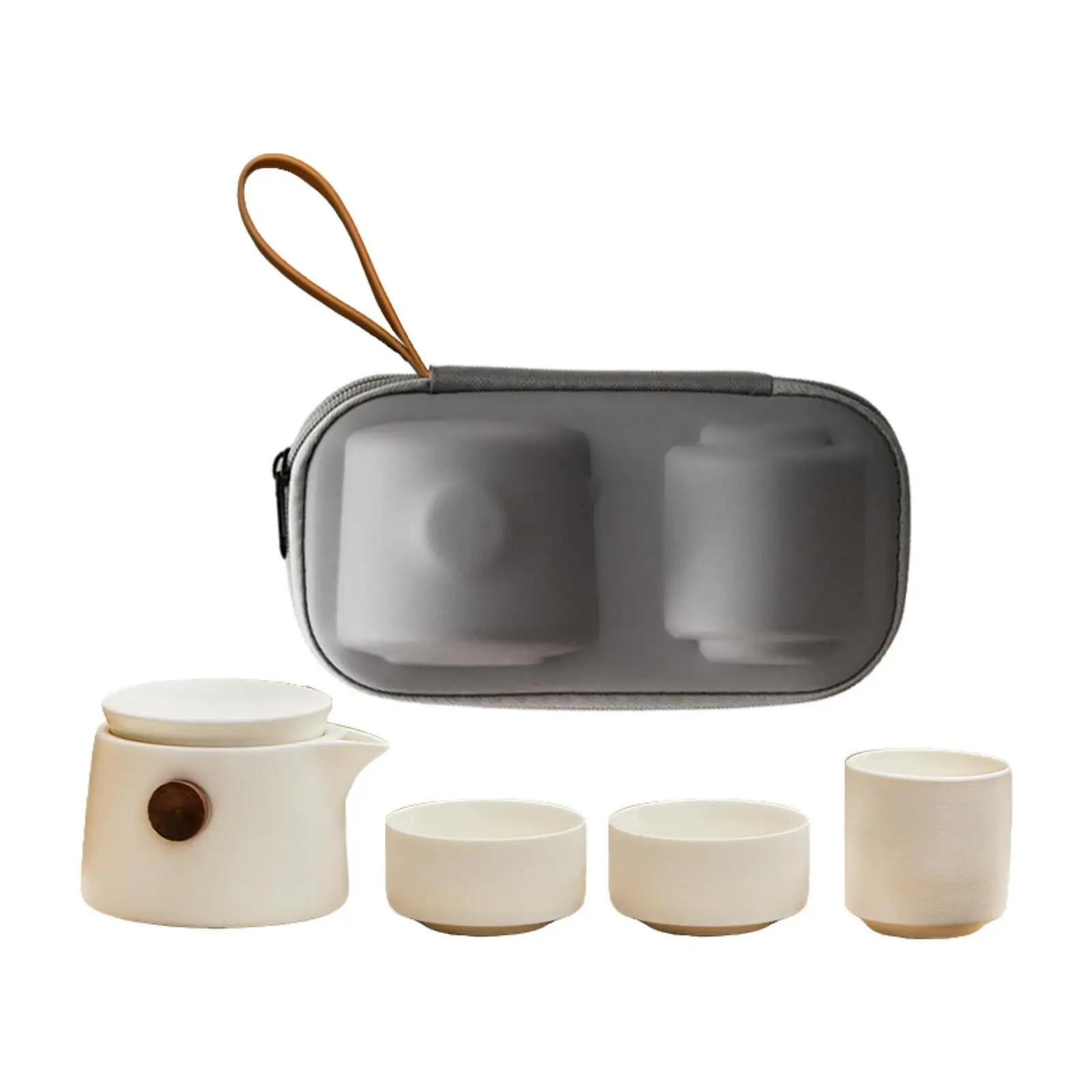 

Portable Tea Pot Set Outdoor Small Ceramic Teapot 1 Pot and 3 Cups Chinese Tea Set for Outdoors