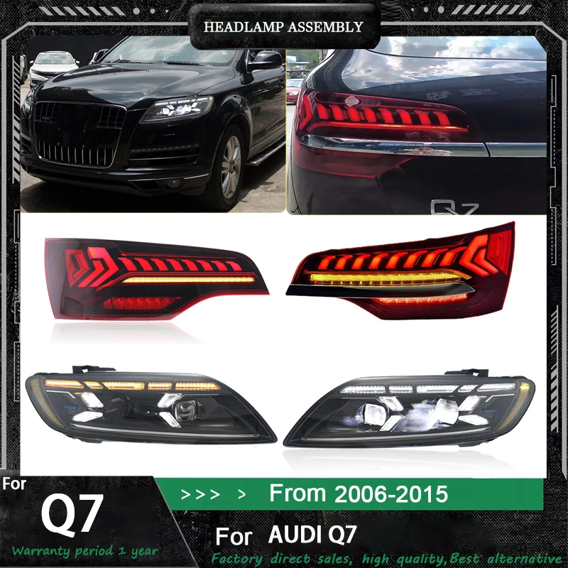 

Автомобильная фара + задний фонарь для Audi Q7, светодиодная фара 05-2016, передний указатель поворота DRL в сборе, модифицированный Q8, автомобильные аксессуары