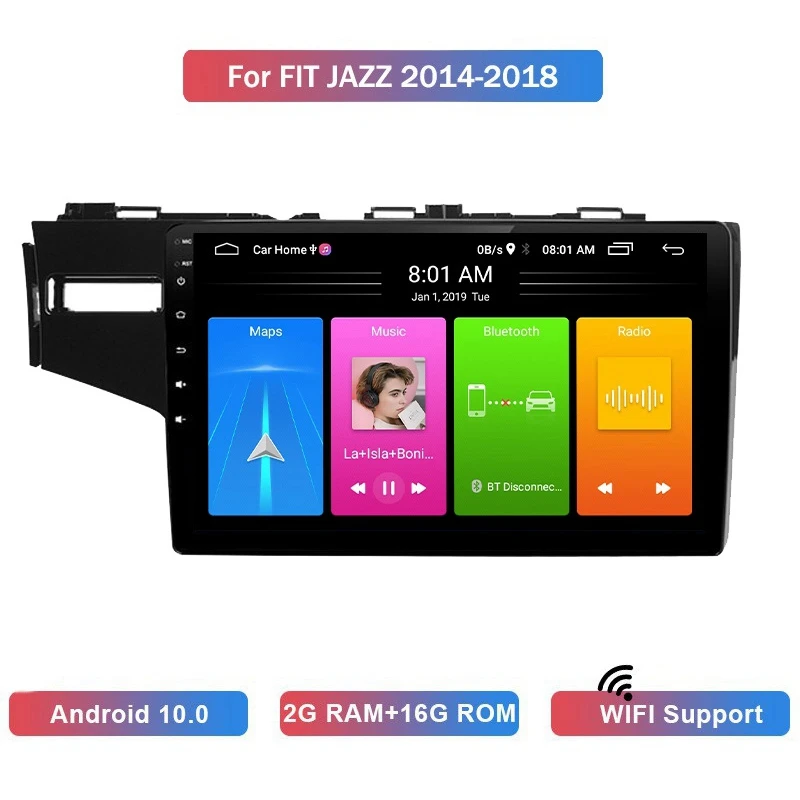 

10 Inch 2 Din Android 10.0 Car MP5 Player Stereo Radio 2+16GB Wifi Bluetooth GPS Navigation For Honda Fit Jazz 2014-2018