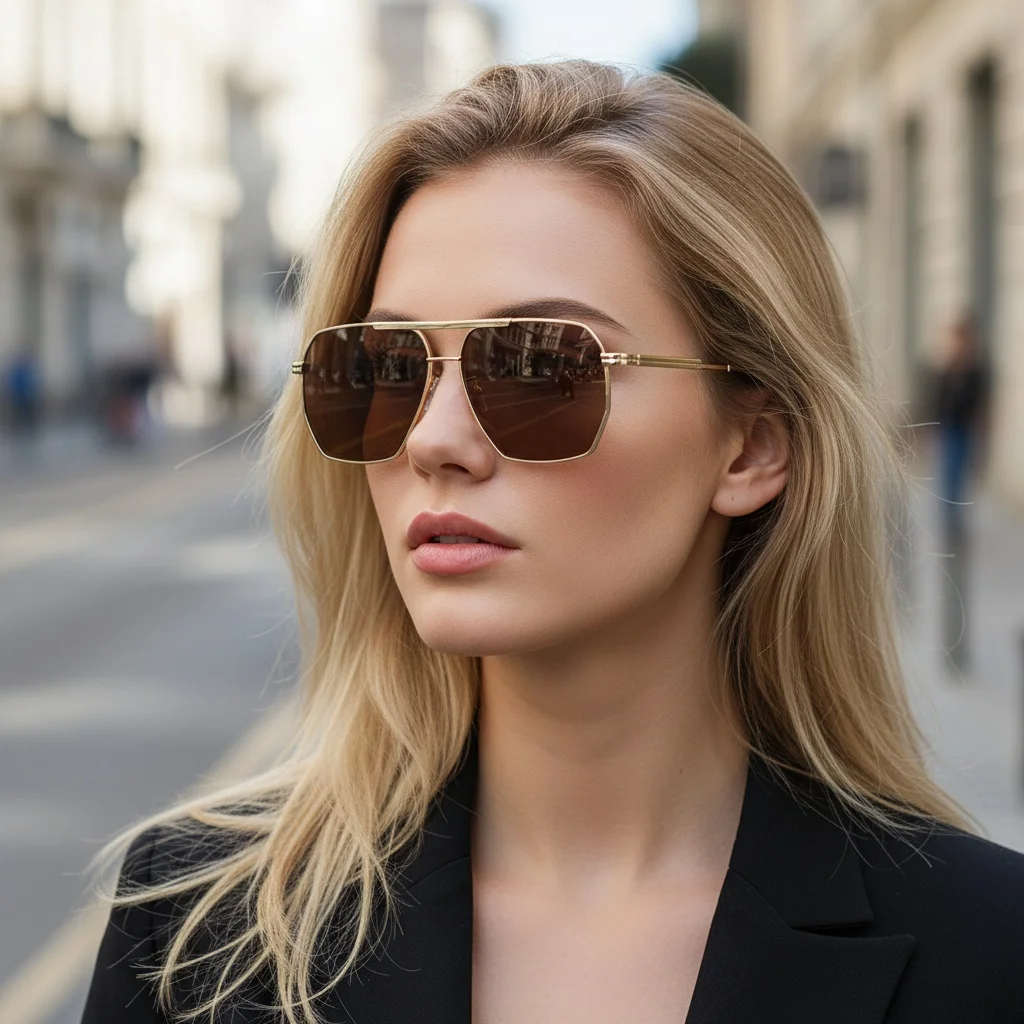 Piloten-Sonnenbrille mit goldenem Rahmen, Retro-Sonnenbrille mit doppeltem Bügel, UV-schützende Sonnenbrille für Herren zum Autofahren 2501 – Detail 3