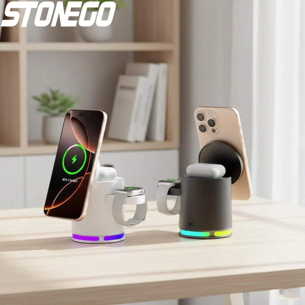 

Беспроводное зарядное устройство 3-в-1 для iPhone 12 13 14 15 16, Apple Watch, AirPods, Samsung – портативная станция быстрой зарядки