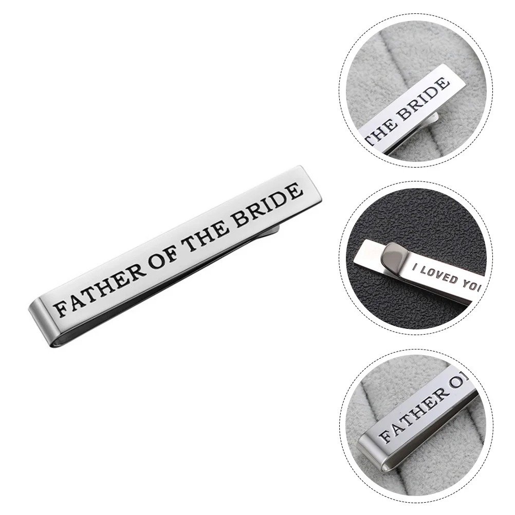 Decorate Tie Clips Man Bride Gifts for Men Titanium Steel Father of Metal Necktie Clasp