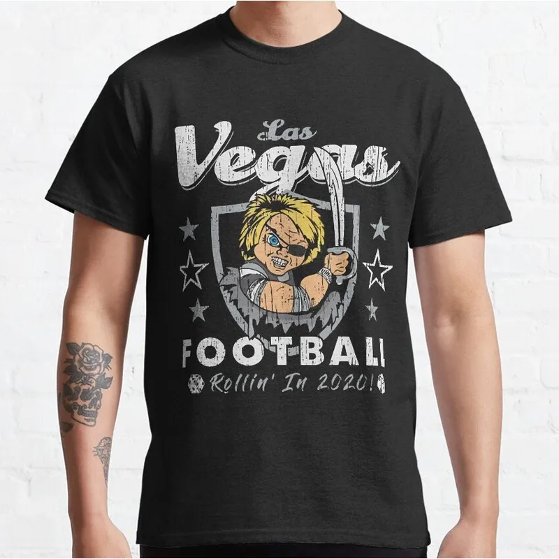 las vegas raiders Chucky Child's Play Graphic T-Shirt Killer Doll Unisex Tee Short Sleeve Cult Slasher Horror Halloween Tops