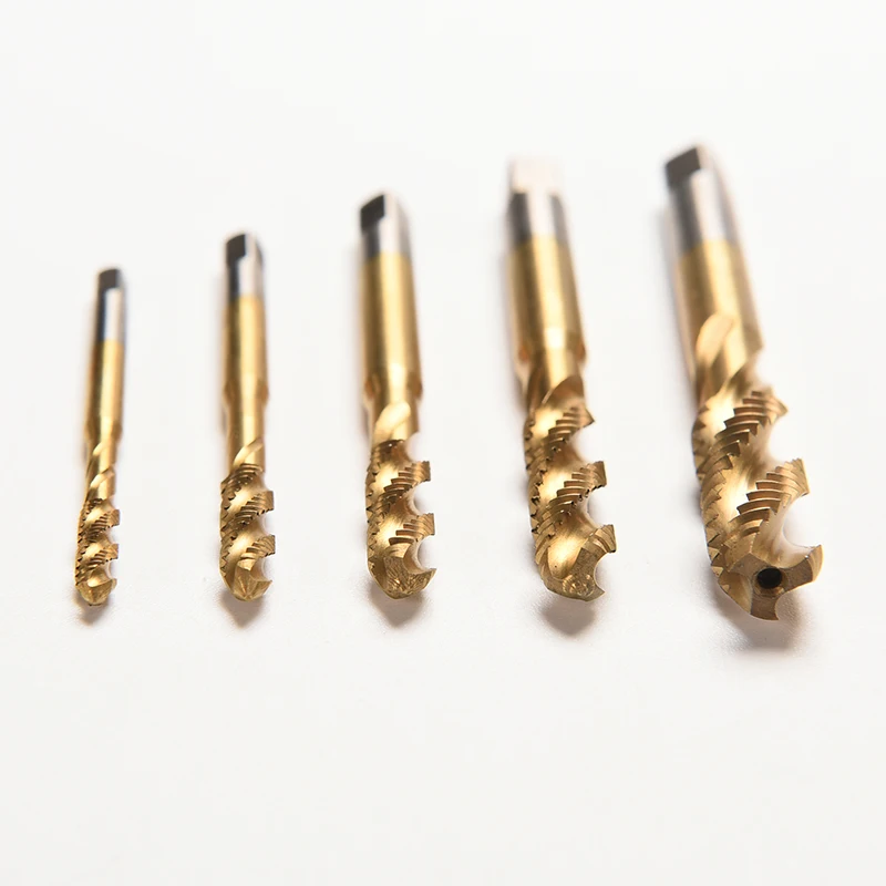 1pc Titanium Coated Metric Hss Spiral Fluted Machine Screw Tap M3 M4 M5 M6 M8 Spiral Pointed Taps Tapping Thread Forming Tap