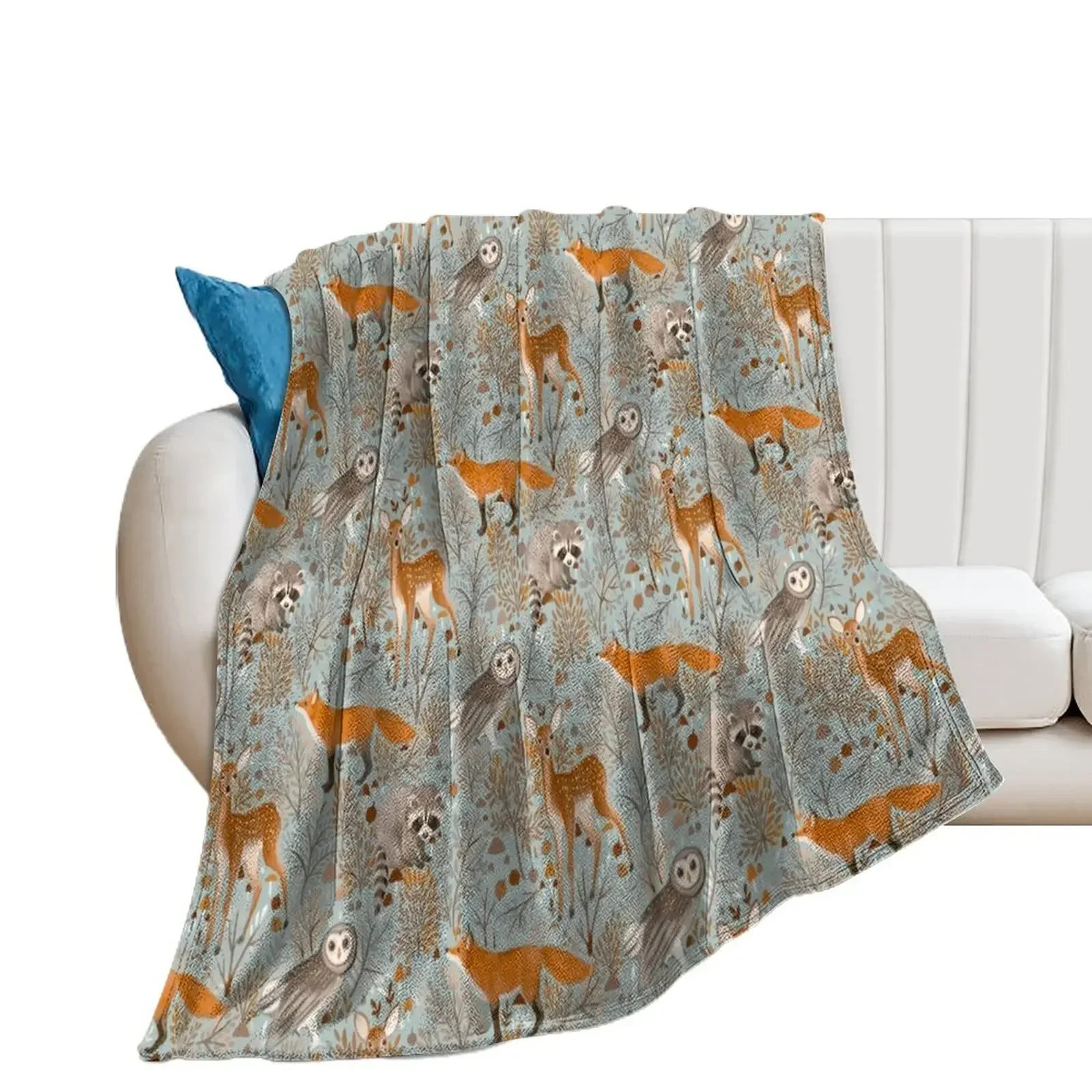 Winter woodland - mint Throw Blanket Decorative Sofa Tourist Soft Plaid Blankets