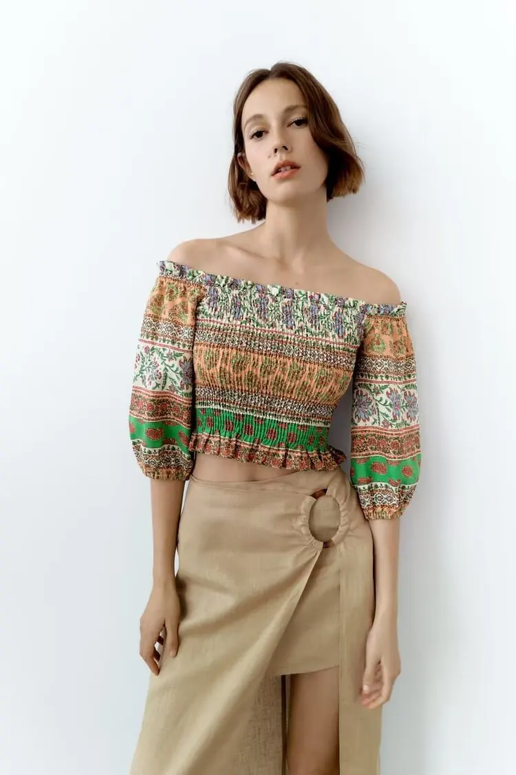 

BB6609 ZA25 summer new women's clothing fashionable temperament socialite sexy age reducing slimming printed top 3503771