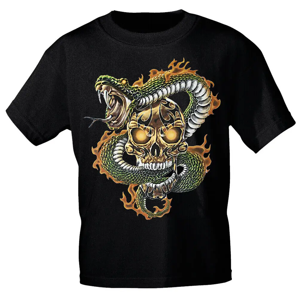 T-shirt with Print - Snake Snap Skull 12996 Size S-3XL