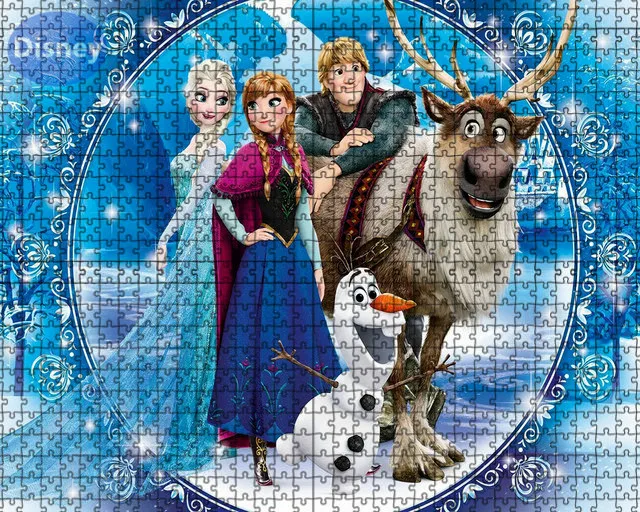 Disney Ice and Snow Encounter Elsa and Princess Anna 1000 Piece Puzzle Game Children\'s Brainstorming Puzzle Game Holiday Gift