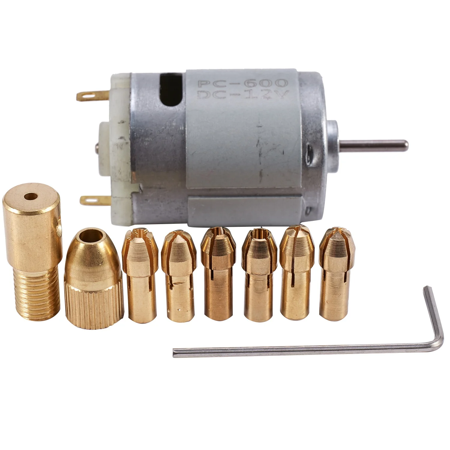 1Pc Dc 12V 500Ma Mirco Motor With 6Pcs 0.5-3.2Mm Drill Collet Electric Pcb Tool Set