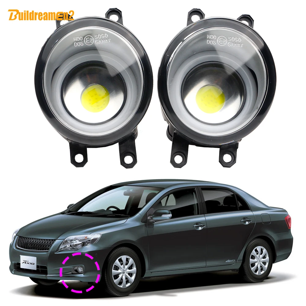 2 X Car Left + Right LED COB Fog Light Angel Eye DRL Daytime Running Lamp H11 Assembly For Toyota Corolla Axio Fielder 2007-2020