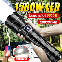 1000000LM Most Powerful LED Flashlight Rechargeable Type-c Flashlight Long Range 6000M Tactical Torch Light For Fishing Hunting