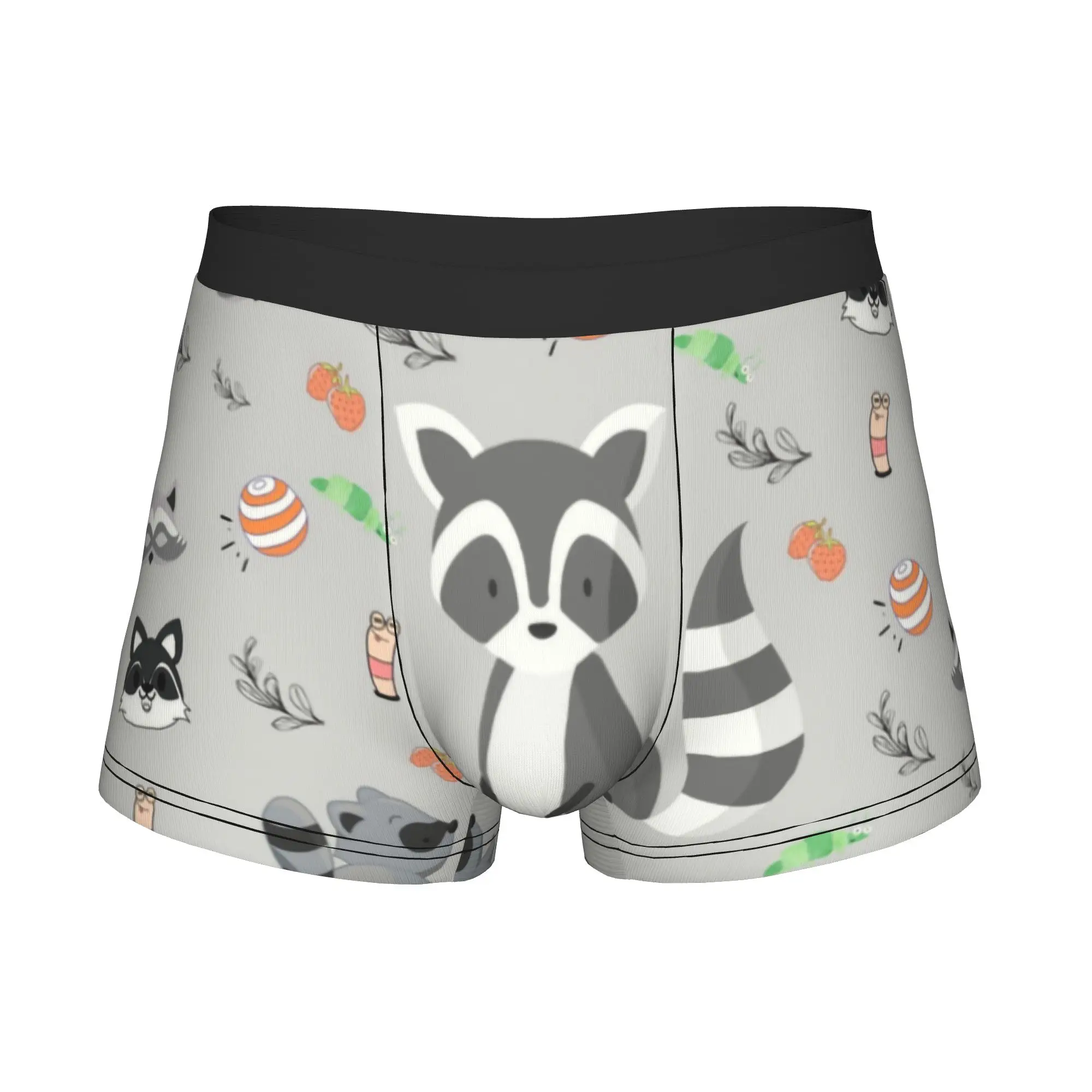 Male Novelty Raccoon Cartoon Graphic Underwear Trash Panda Racoon Boxer Briefs Soft Shorts Panties Underpants