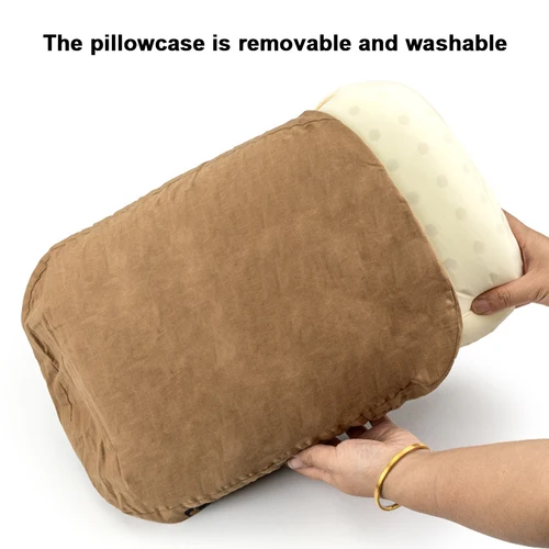 Imagen 2 del producto Almohada de espuma viscoelástica de rebote lento suave, almohada Cervical de viaje para acampar al aire libre, almohada portátil de soporte para el cuello