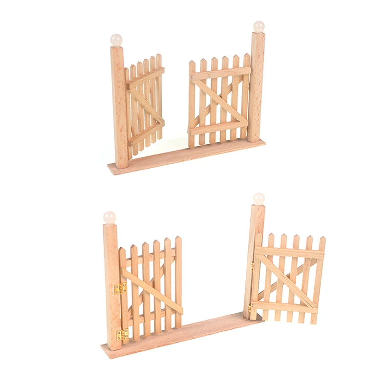 1/12 ตุ๊กตาไม้รั้วประตูรุ่น Dollhouse Miniature Fairy Garden ประตูบ้านตุ๊กตาจําลองเฟอร์นิเจอร์ตกแต่งของเล่น